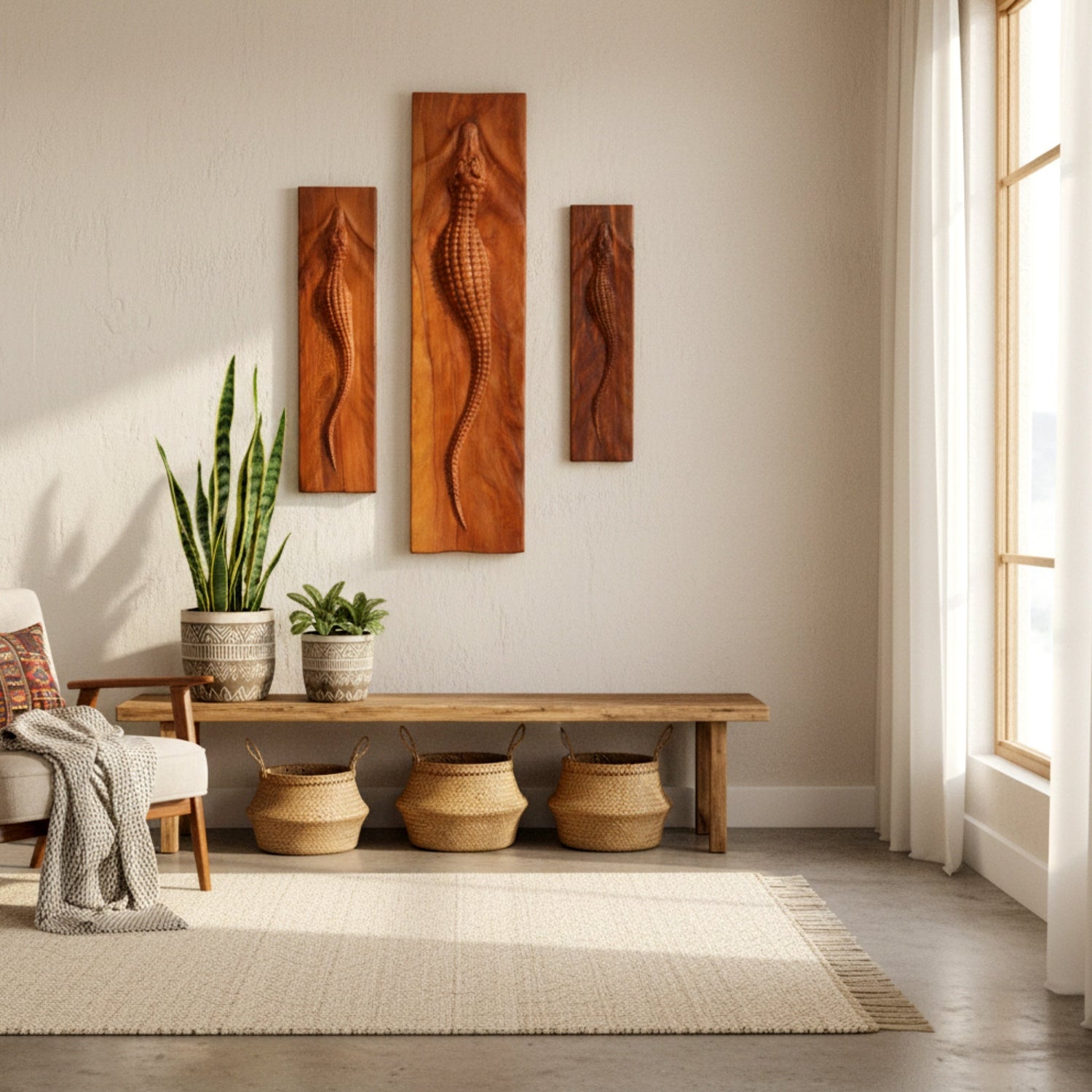 Hand-Carved Wood Wall Art & Decor