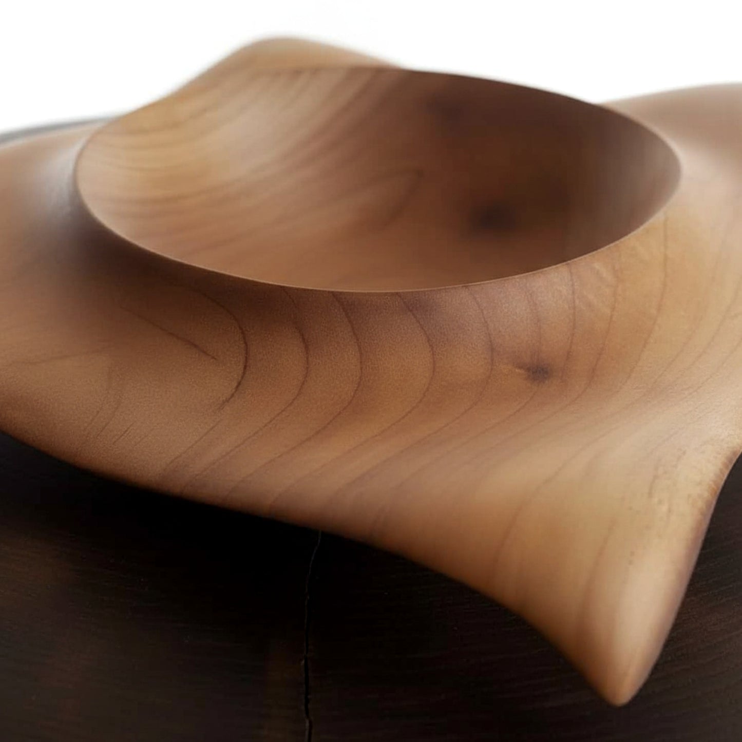 Large solid olive wood centerpiece bowl sculptural fruit bowl.