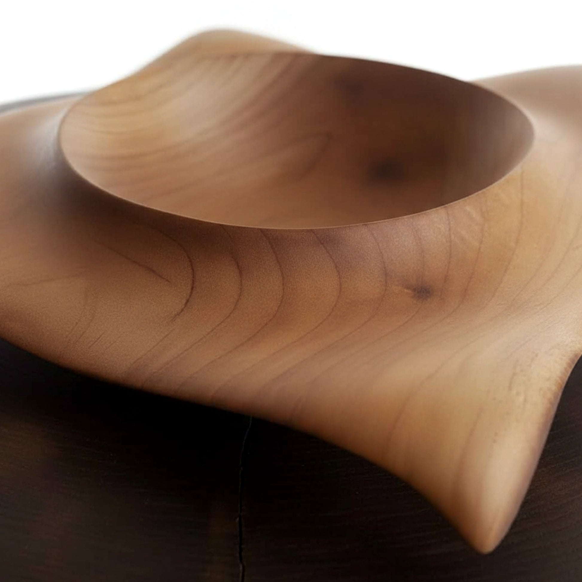 Large solid olive wood centerpiece bowl sculptural fruit bowl.