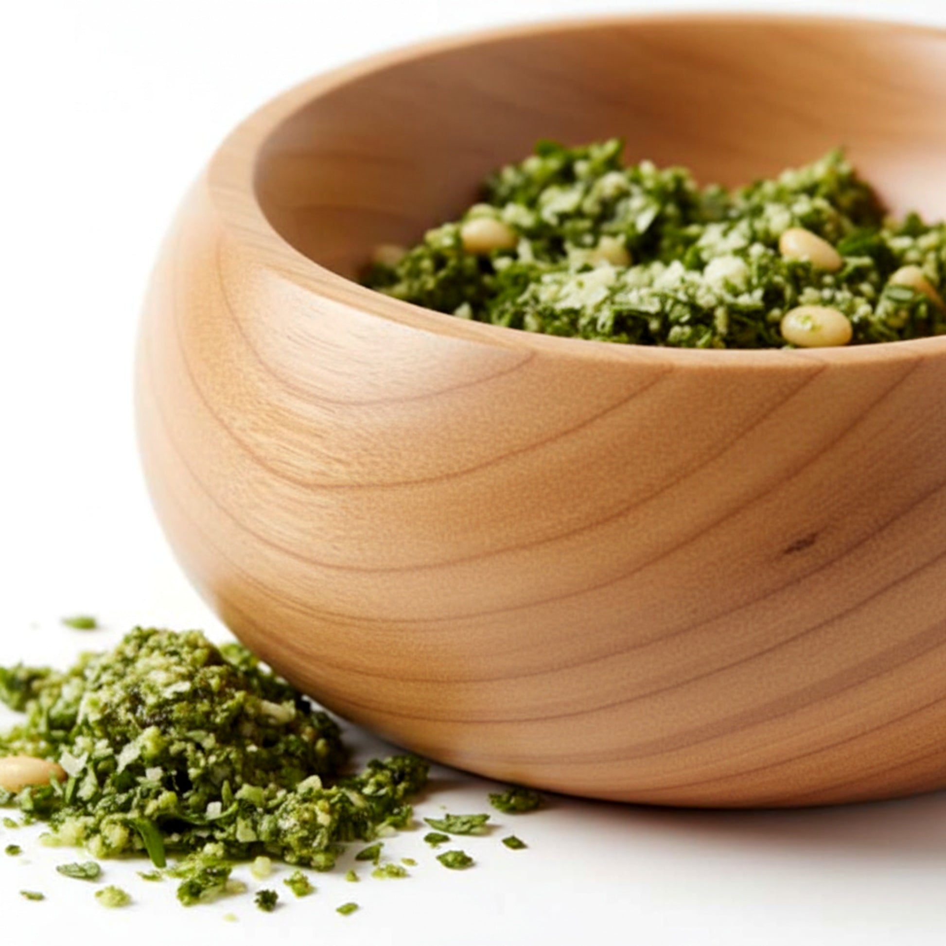 Solid walnut wood mortar and pestle set for spice grinding
