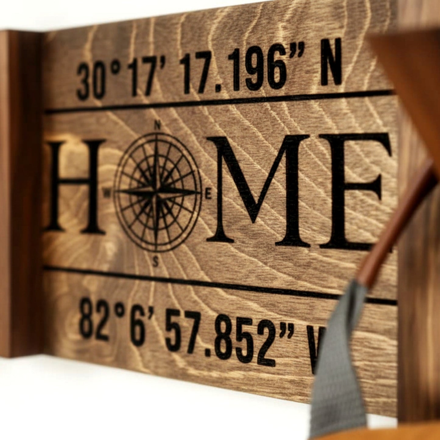 Walnut piano coat rack wall mounted flip down hooks.