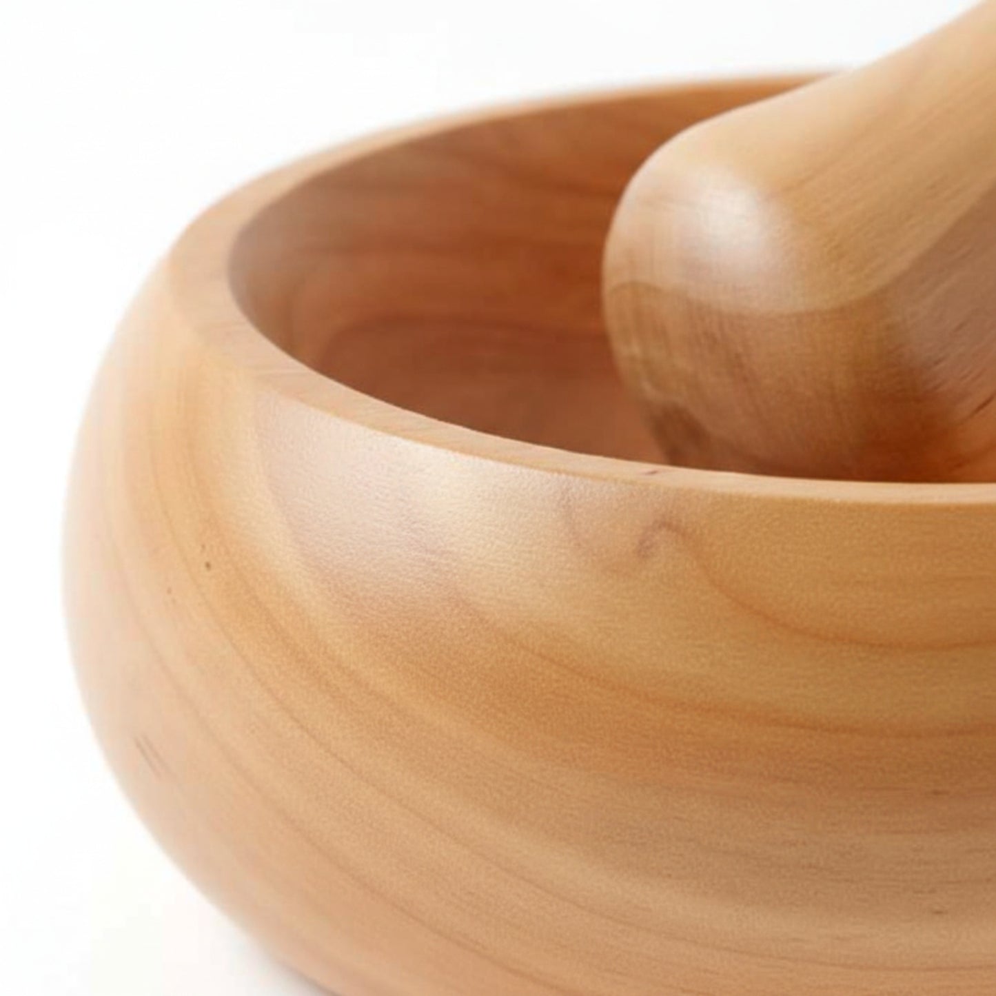 Solid walnut wood mortar and pestle set for spice grinding