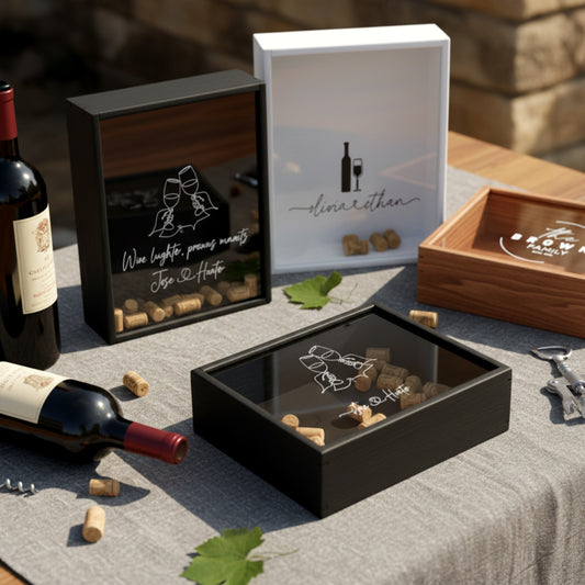 Personalized wooden wine cork holder shadow box solid pine.