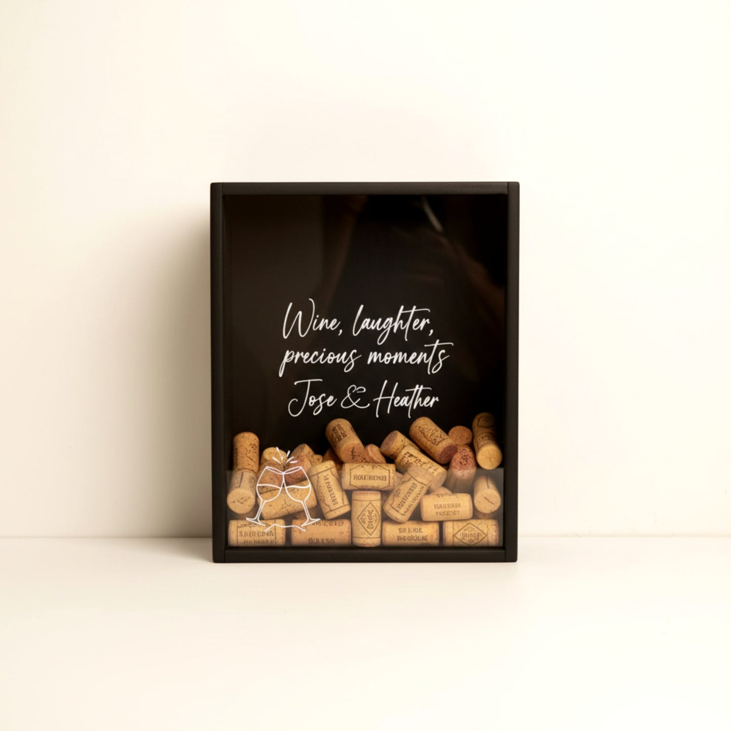 Personalized wooden wine cork holder shadow box solid pine.