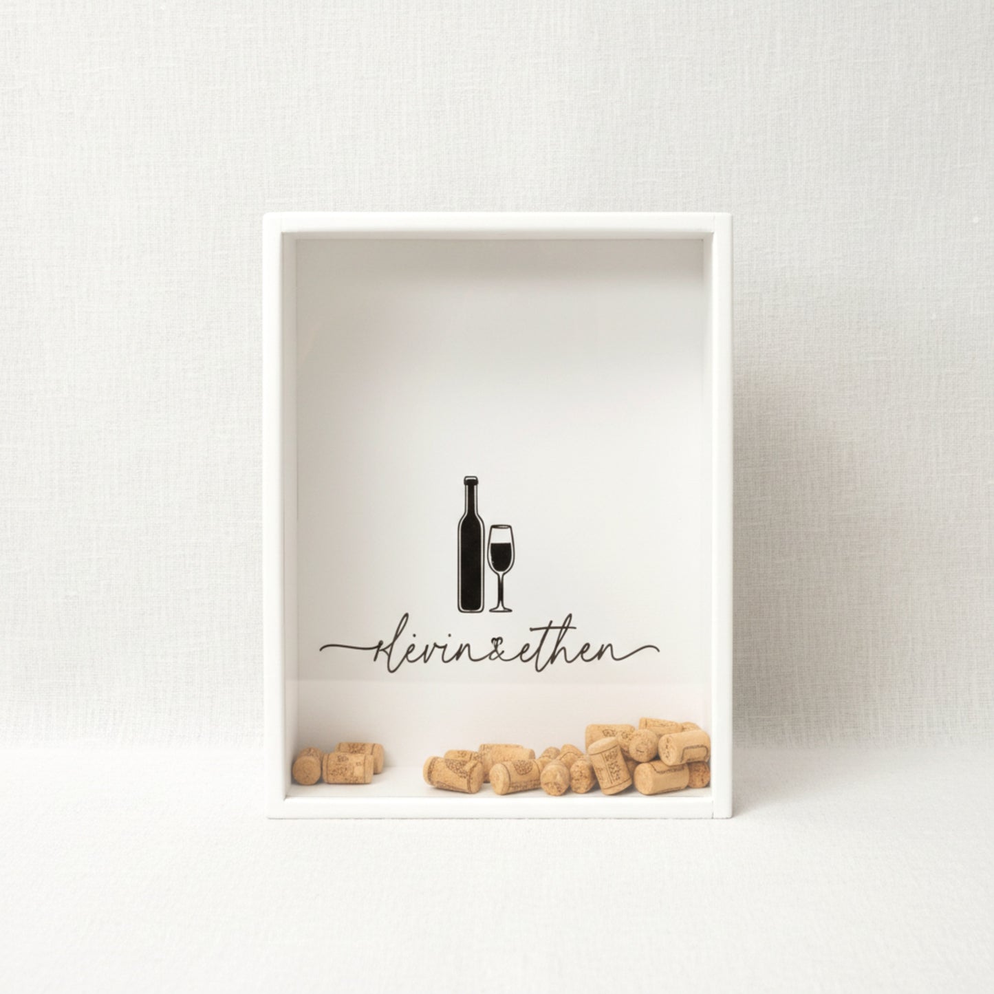 Personalized wooden wine cork holder shadow box solid pine.