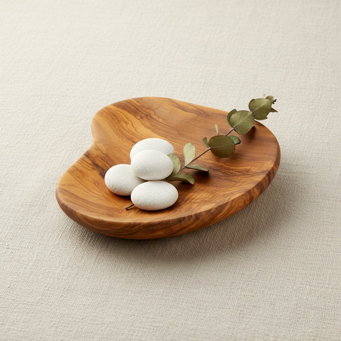 Olive wood organic serving tray and valet catch all bowl.