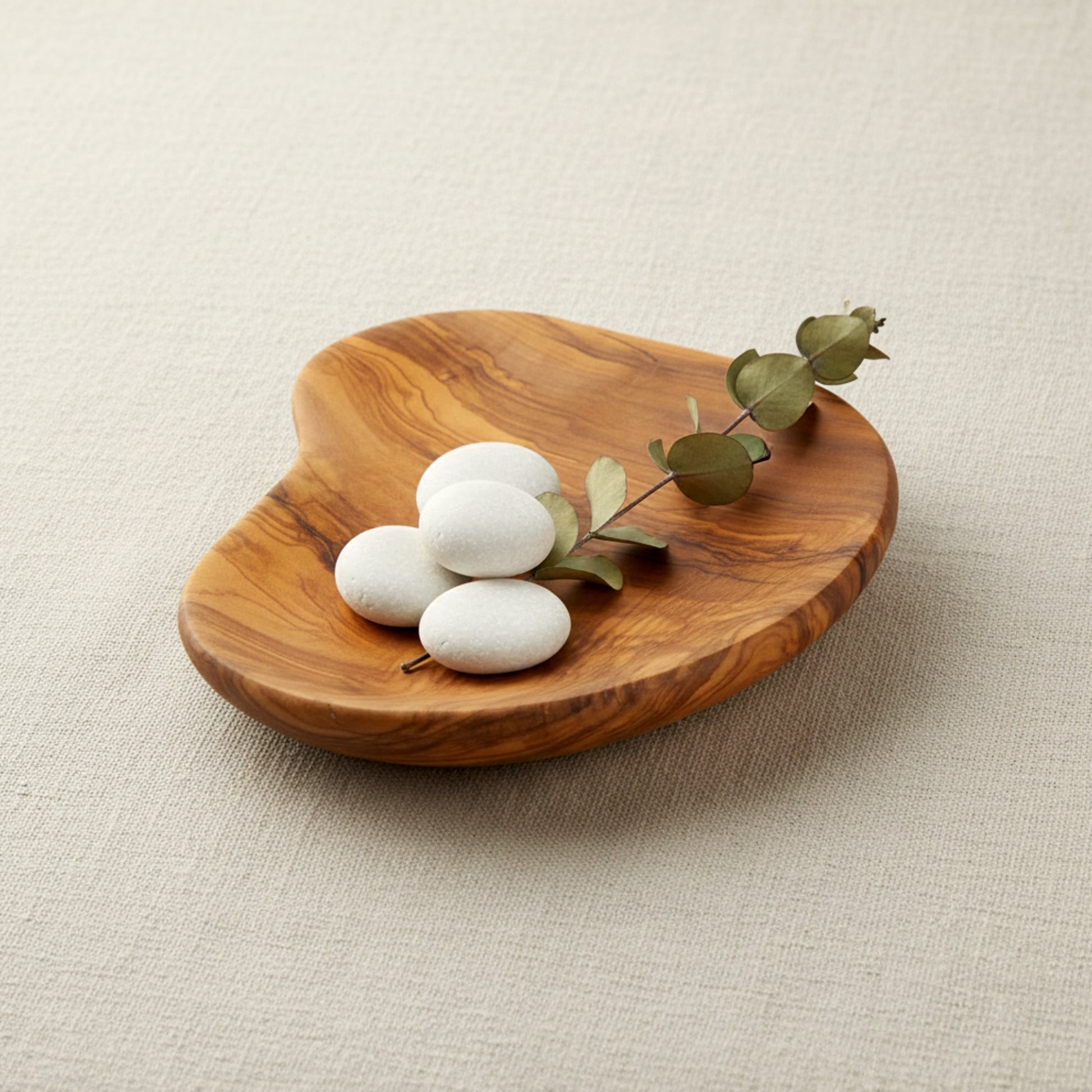 Olive wood organic serving tray and valet catch all bowl.