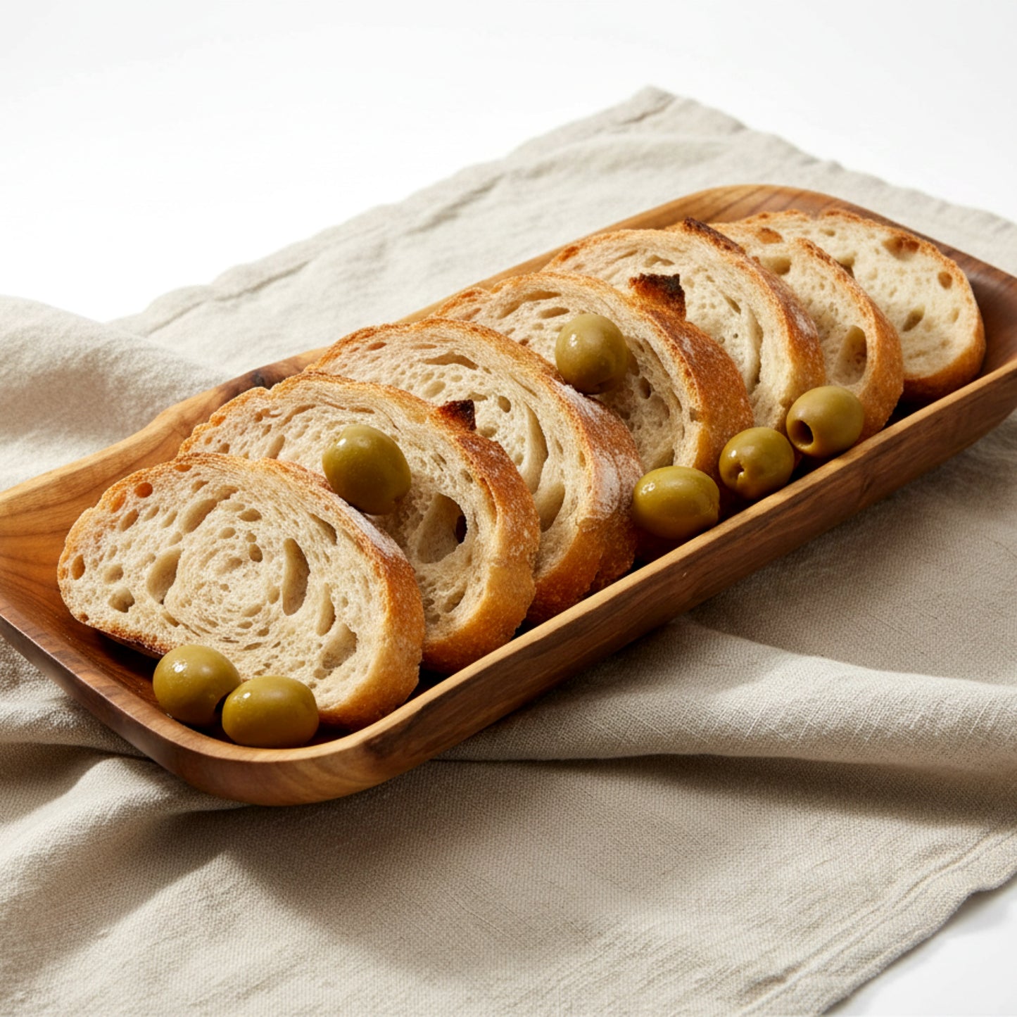 Solid walnut wood dough bowl boat shape centerpiece.