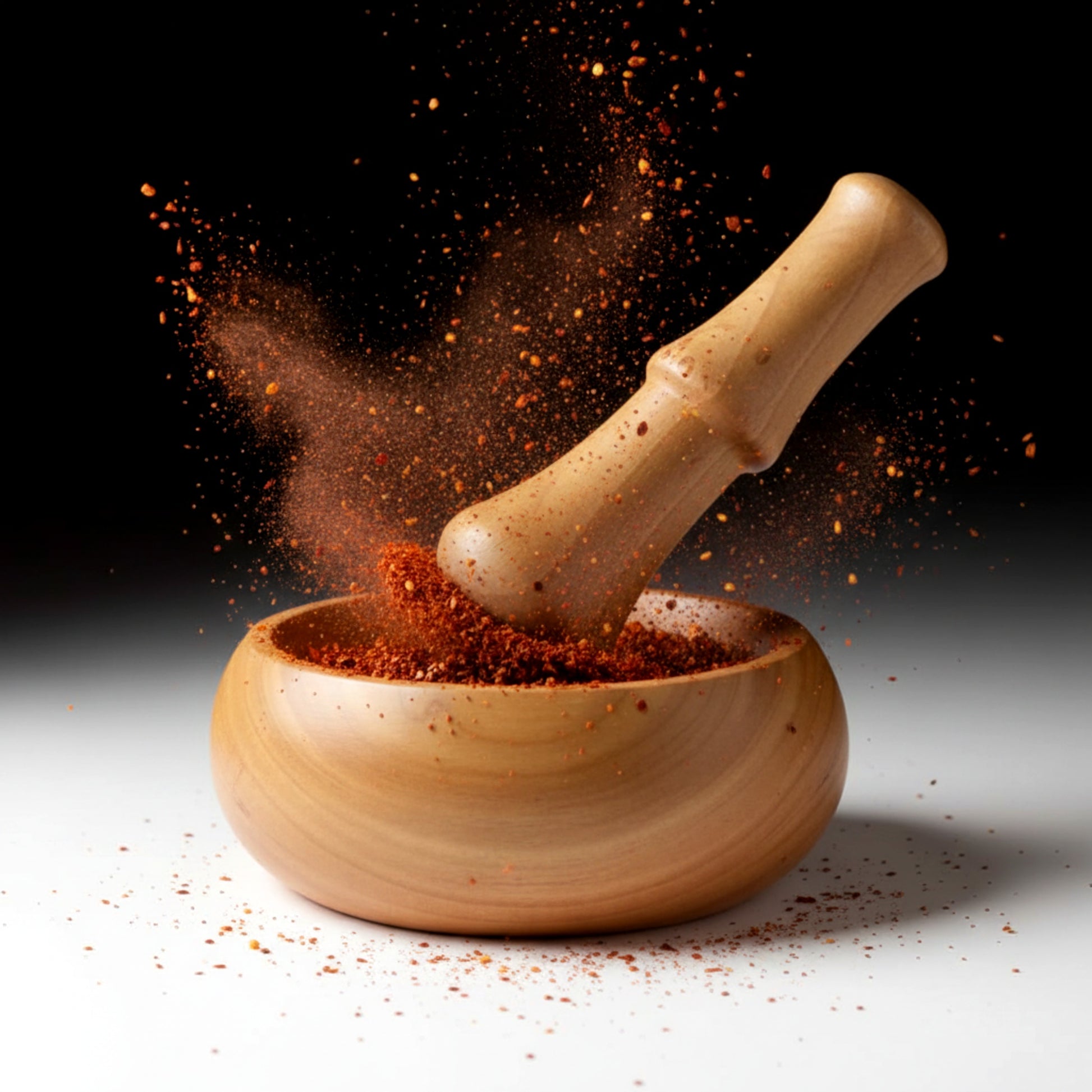 Solid walnut wood mortar and pestle set for spice grinding