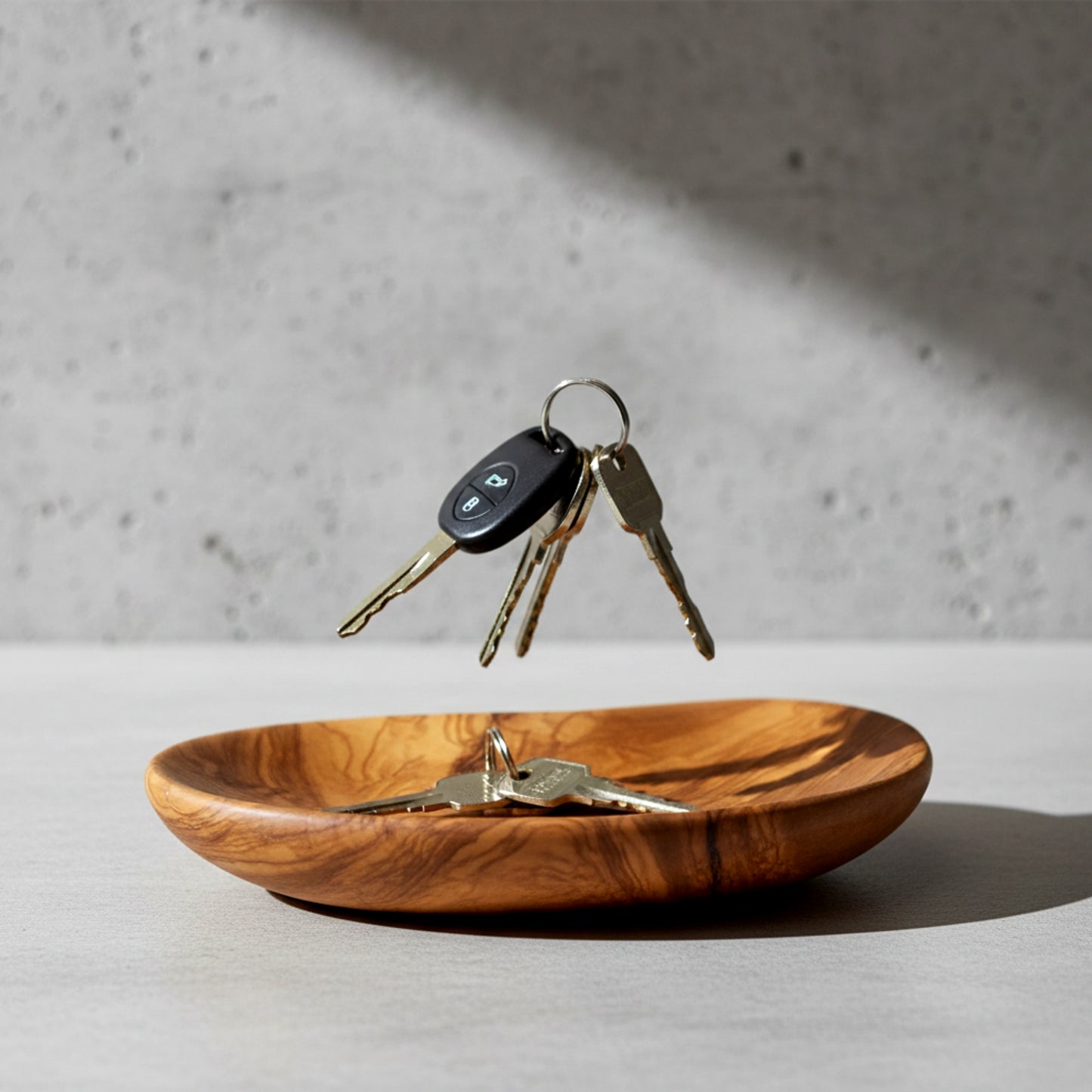 Olive wood organic serving tray and valet catch all bowl.
