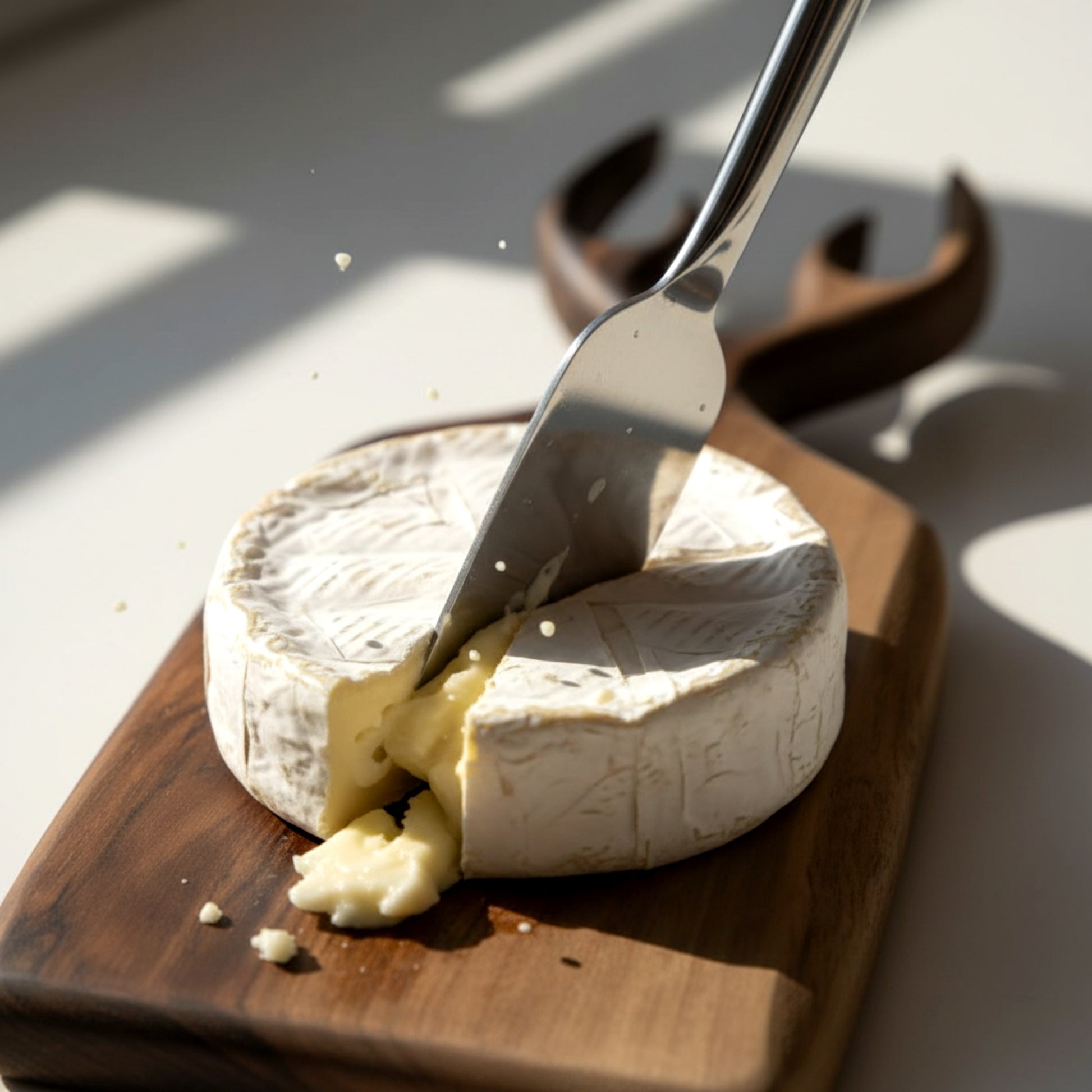 Hand carved walnut wood serving board with antler handle.