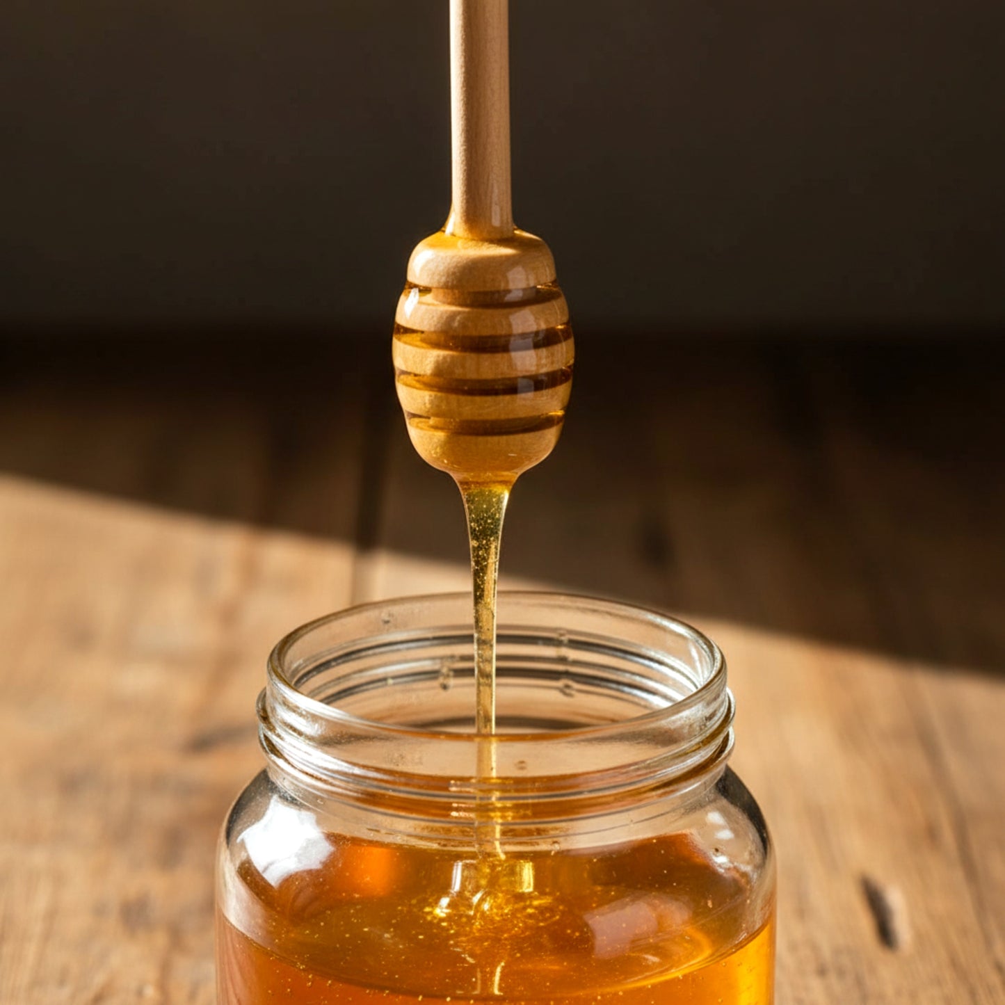 Olive wood kitchen utensil set spatula knife fork honey dipper.