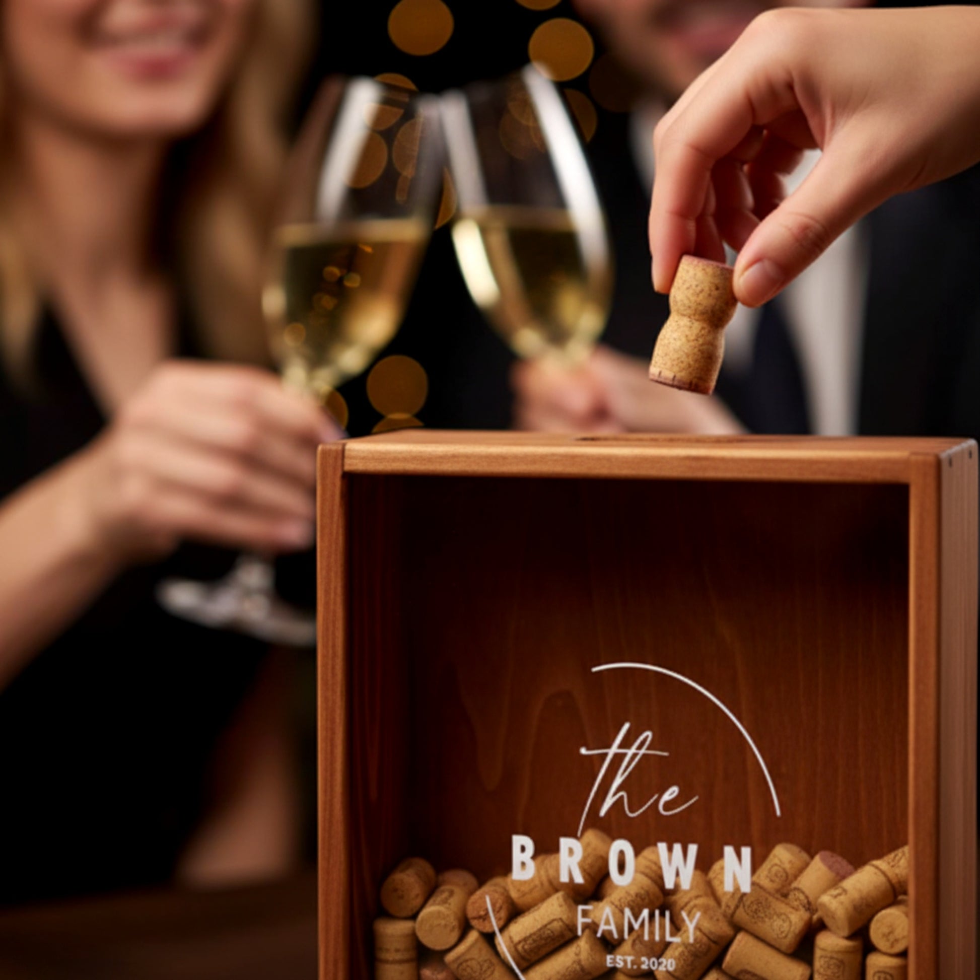 Personalized wooden wine cork holder shadow box solid pine.