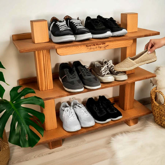 Heavy duty solid pine shoe bench rack thick wood.