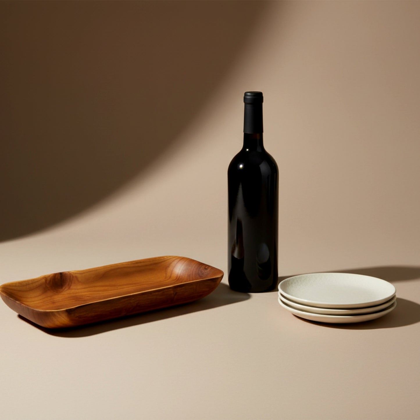 Solid walnut wood dough bowl boat shape centerpiece.