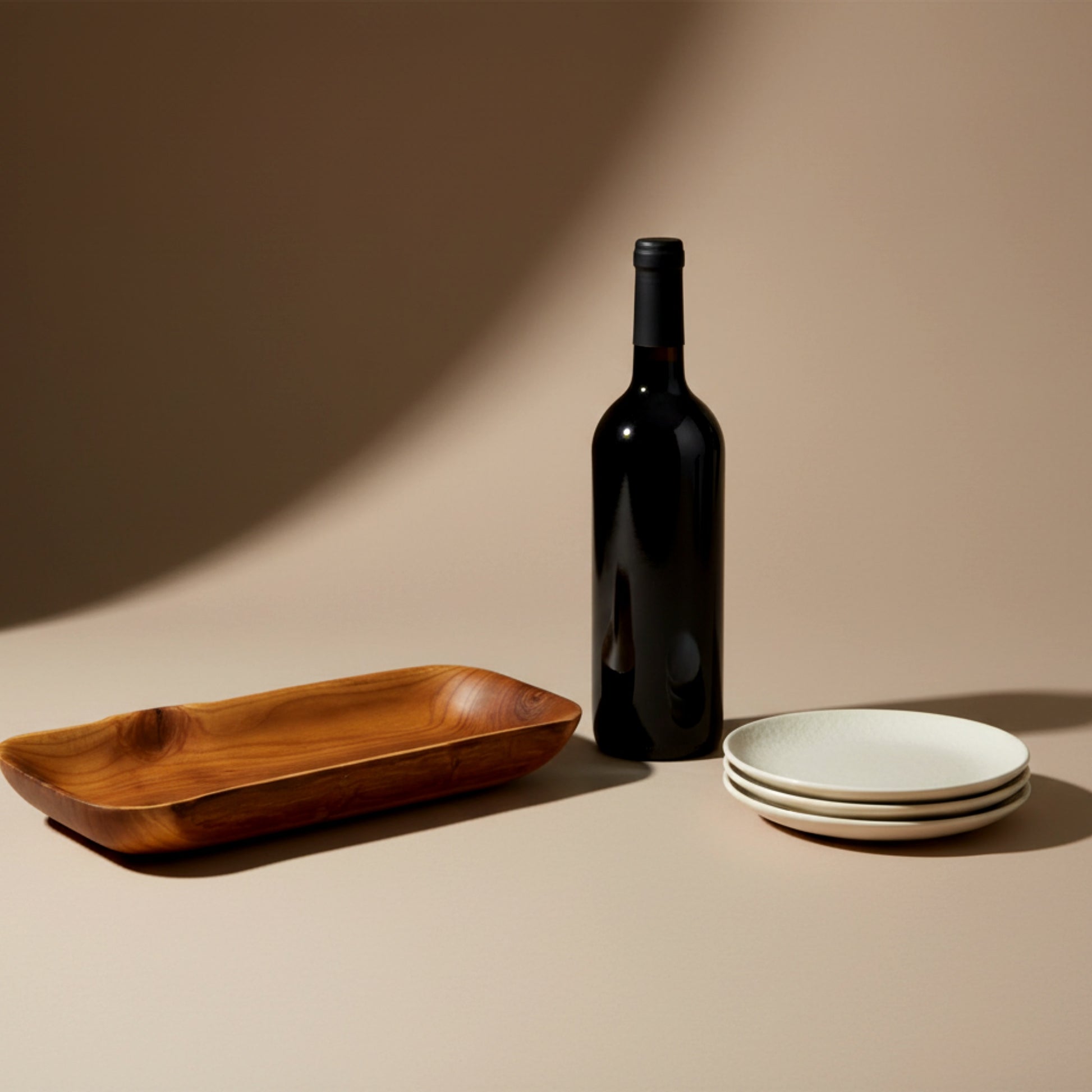 Solid walnut wood dough bowl boat shape centerpiece.