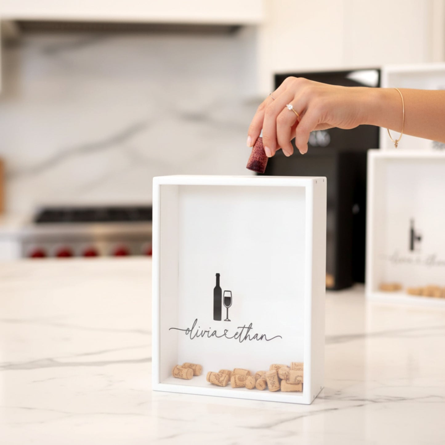 Personalized wooden wine cork holder shadow box solid pine.