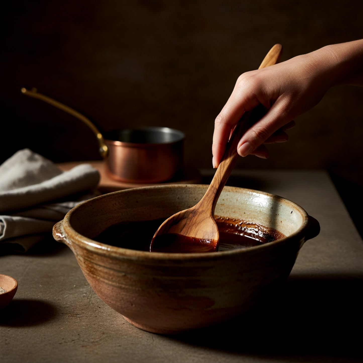 Hand carved olive wood cooking and tasting spoon.