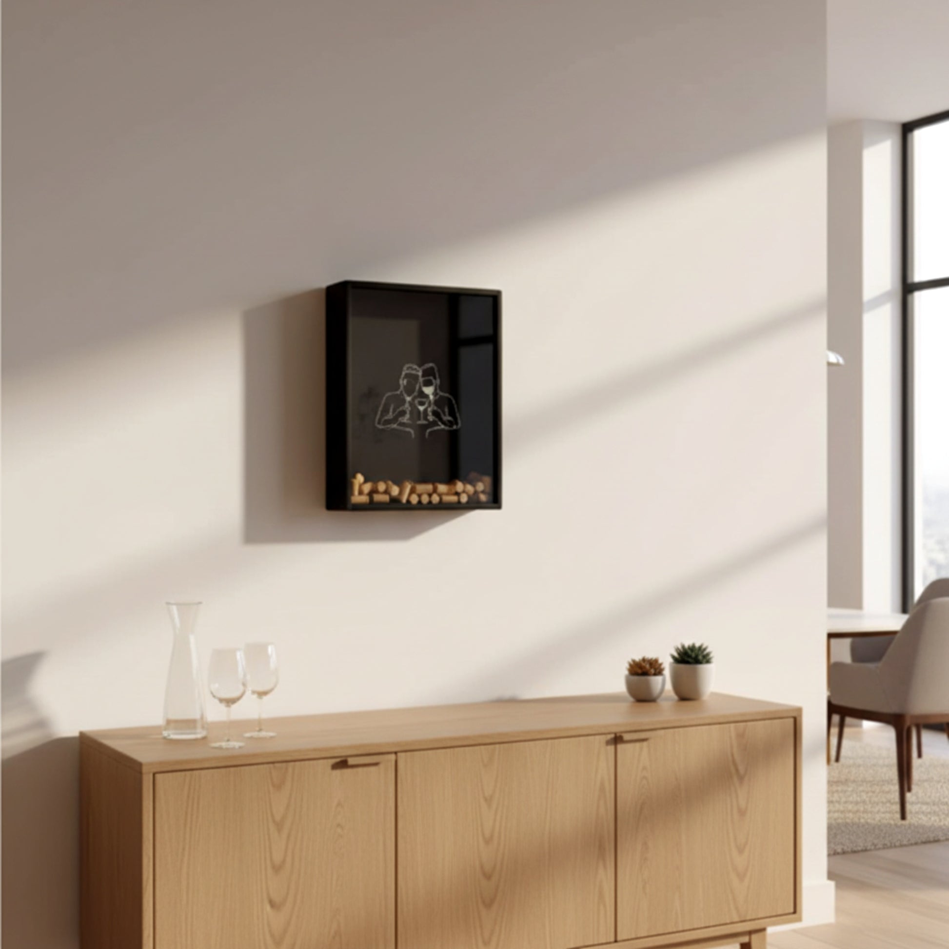 Personalized wooden wine cork holder shadow box solid pine.