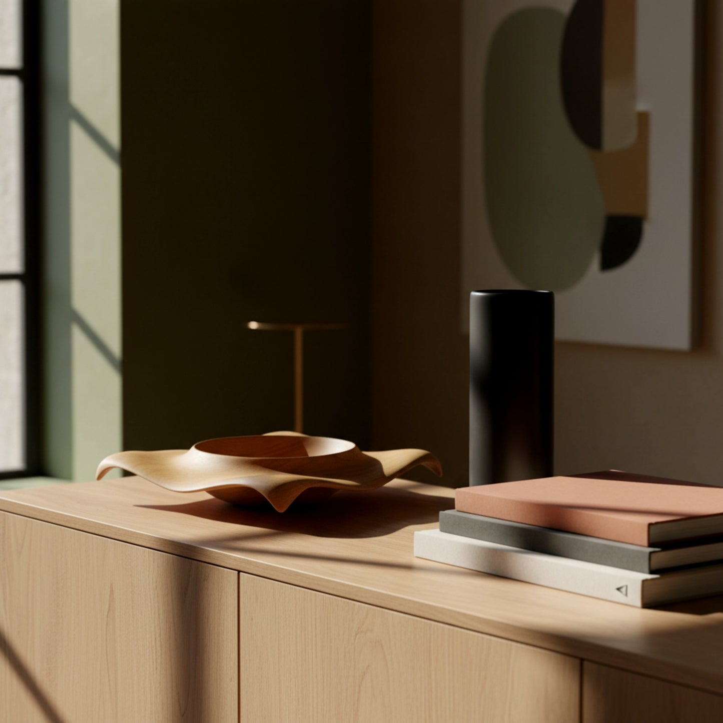 Large solid olive wood centerpiece bowl sculptural fruit bowl.