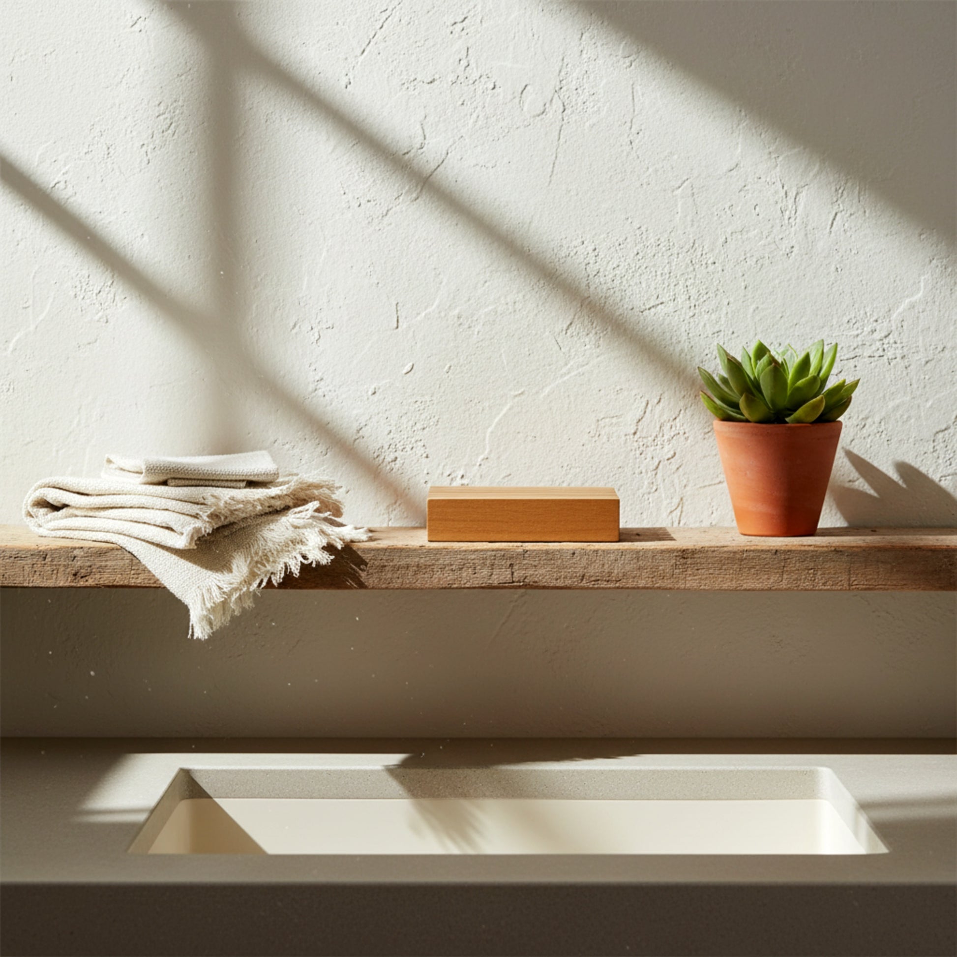 Solid walnut wood soap dish drainer for bathroom.