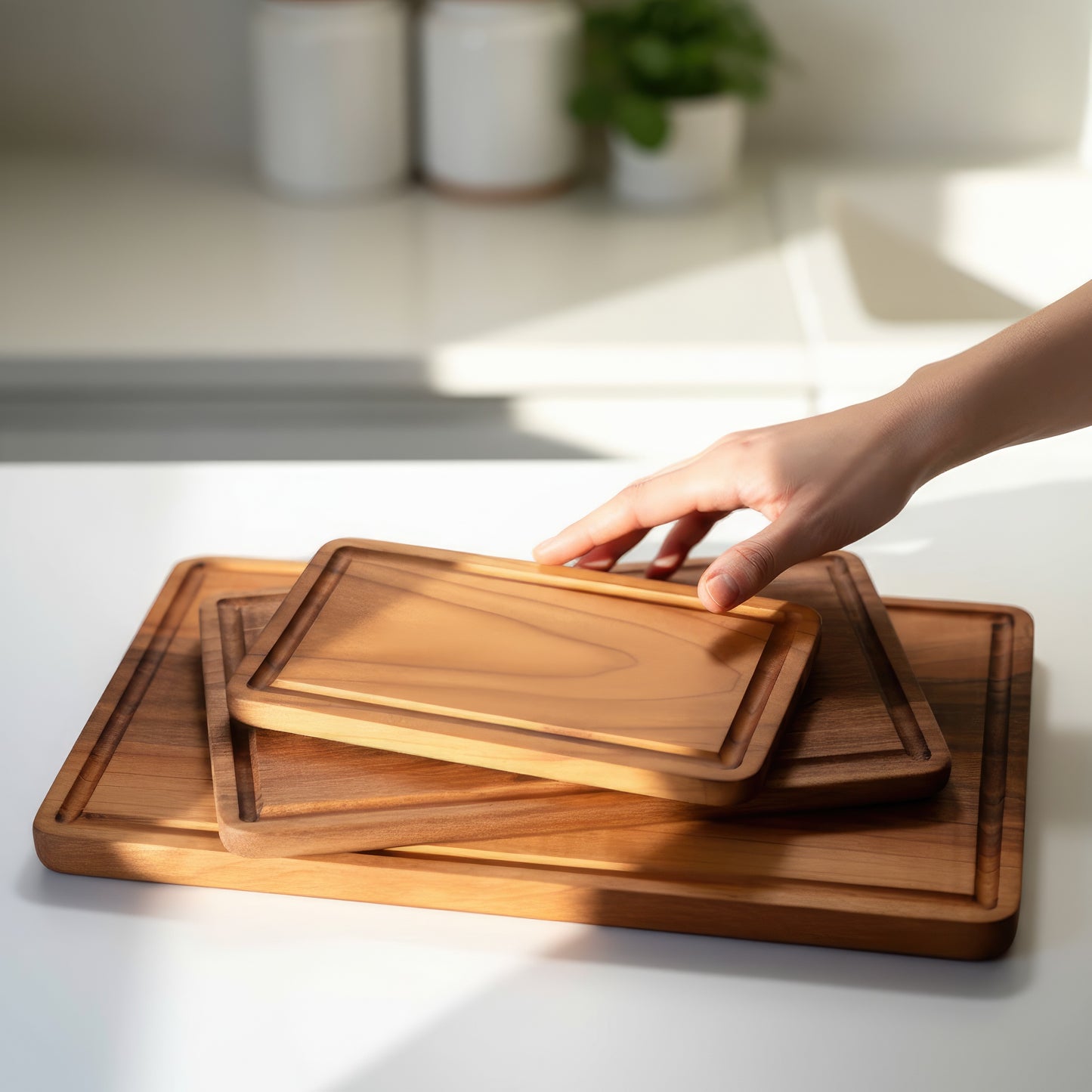Walnut & Cherry wood cutting board and charcuterie platter set.