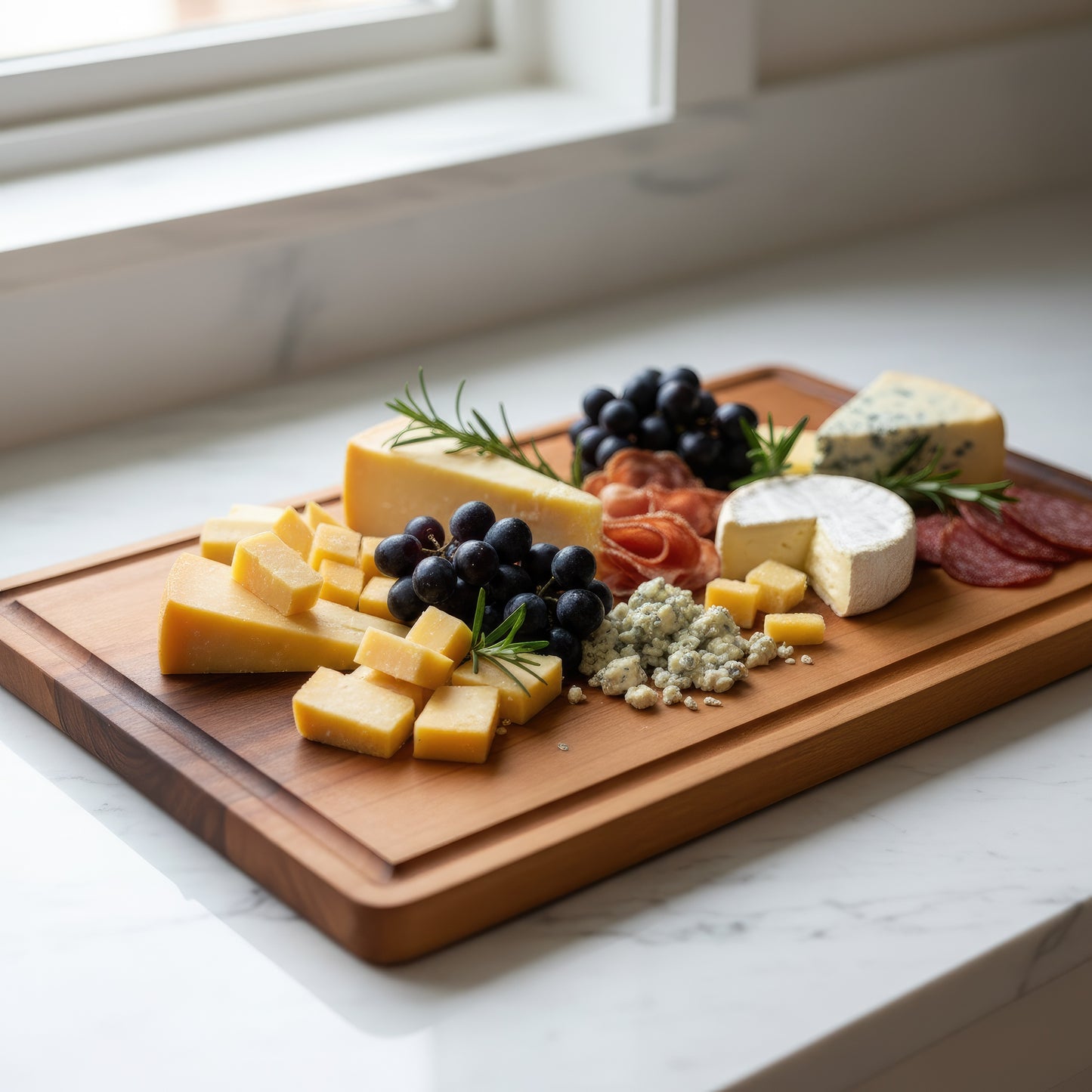 Walnut & Cherry wood cutting board and charcuterie platter set.