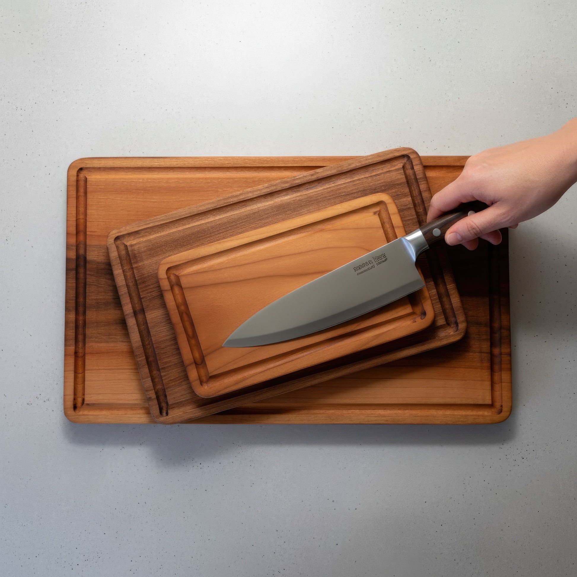 Walnut & Cherry wood cutting board and charcuterie platter set.