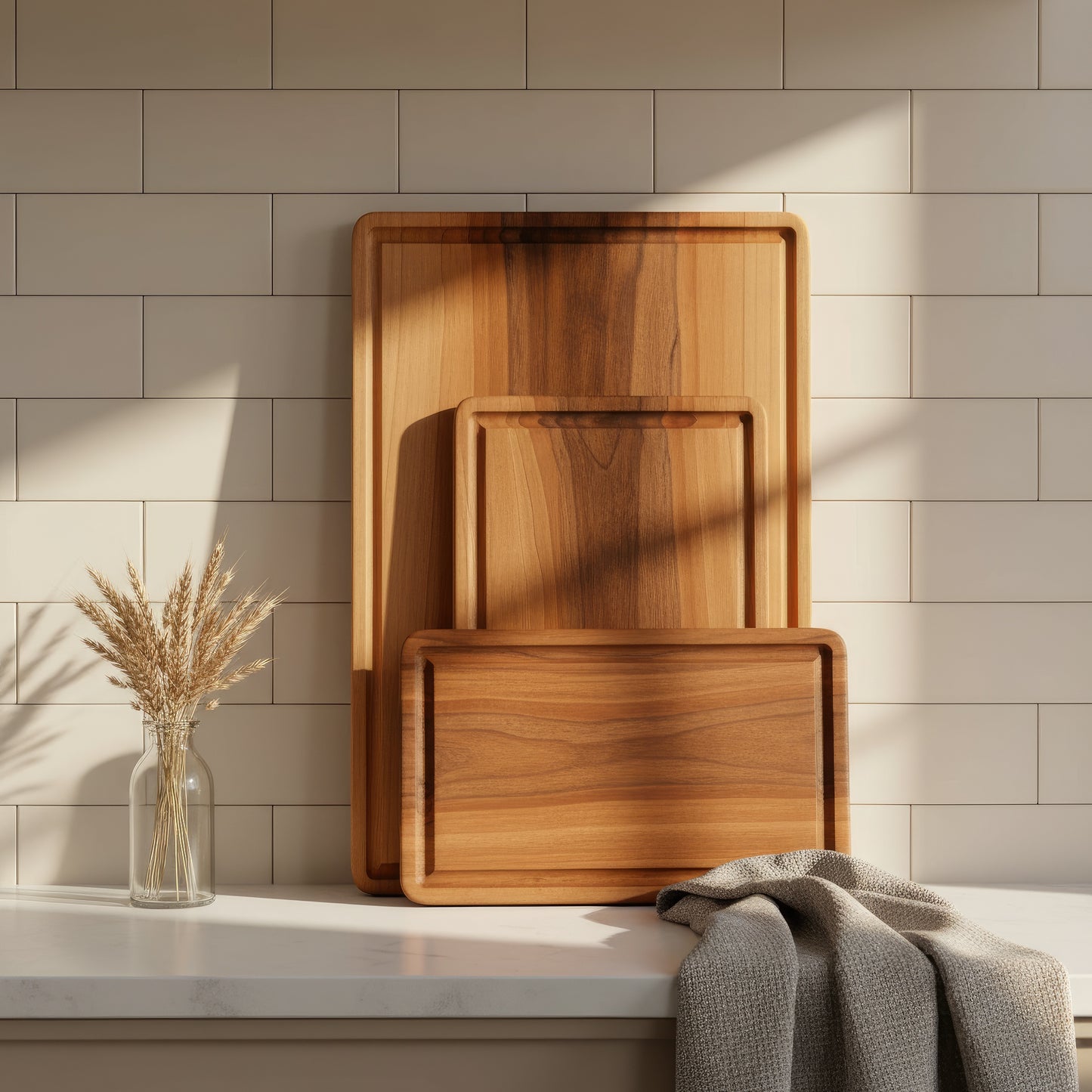 Walnut & Cherry wood cutting board and charcuterie platter set.