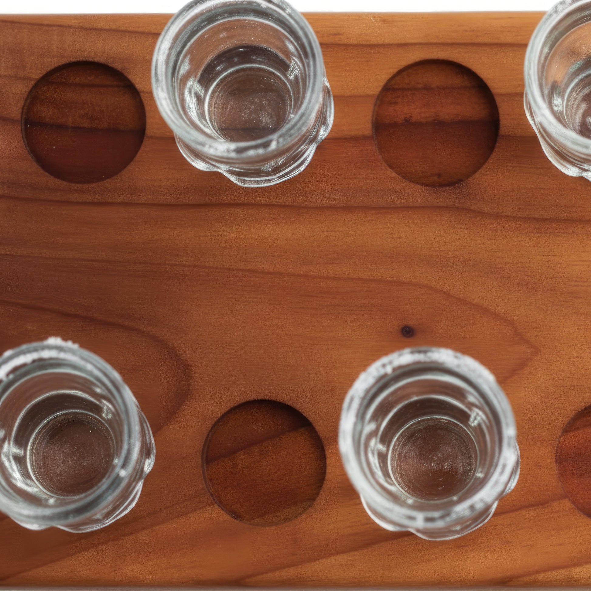 Solid wood tequila shot serving board 12 glasses large.
