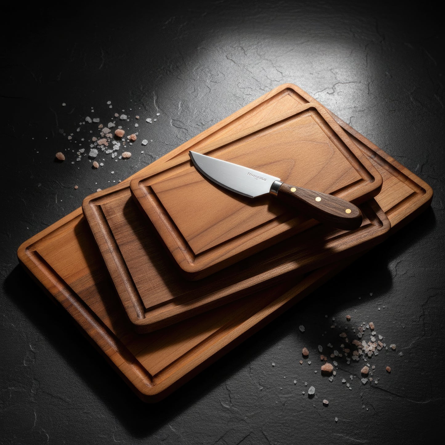 Walnut & Cherry wood cutting board and charcuterie platter set.