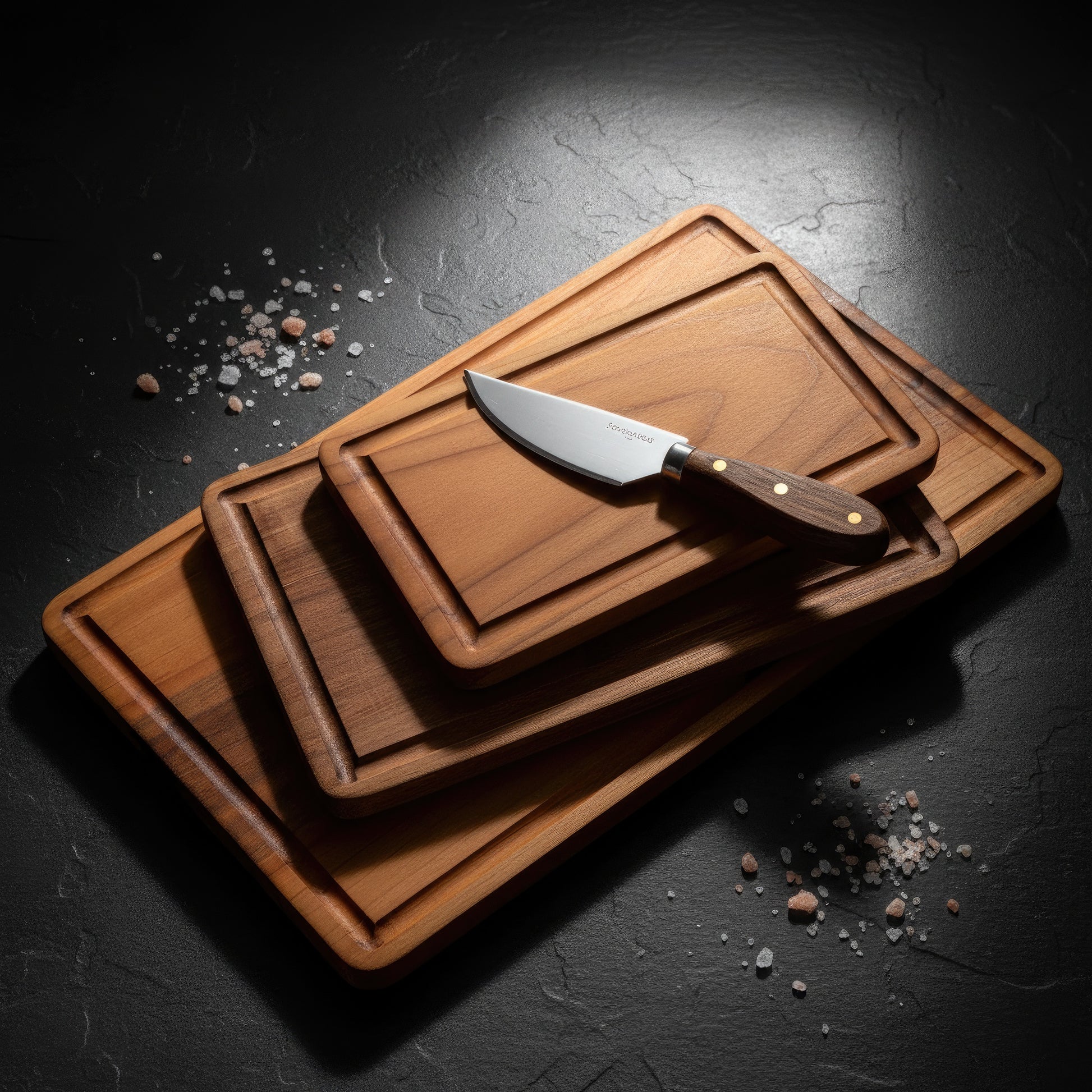 Walnut & Cherry wood cutting board and charcuterie platter set.