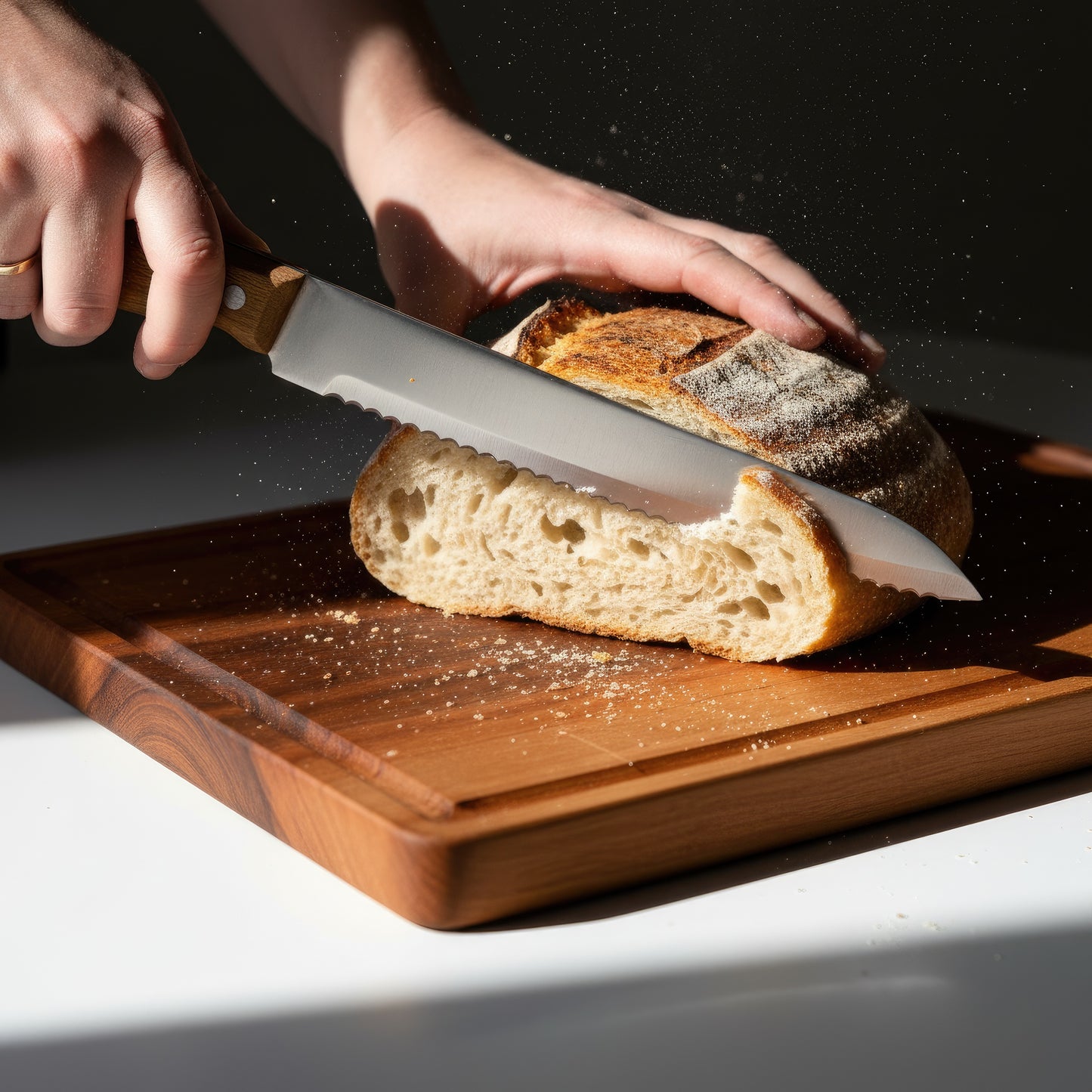 Walnut & Cherry wood cutting board and charcuterie platter set.