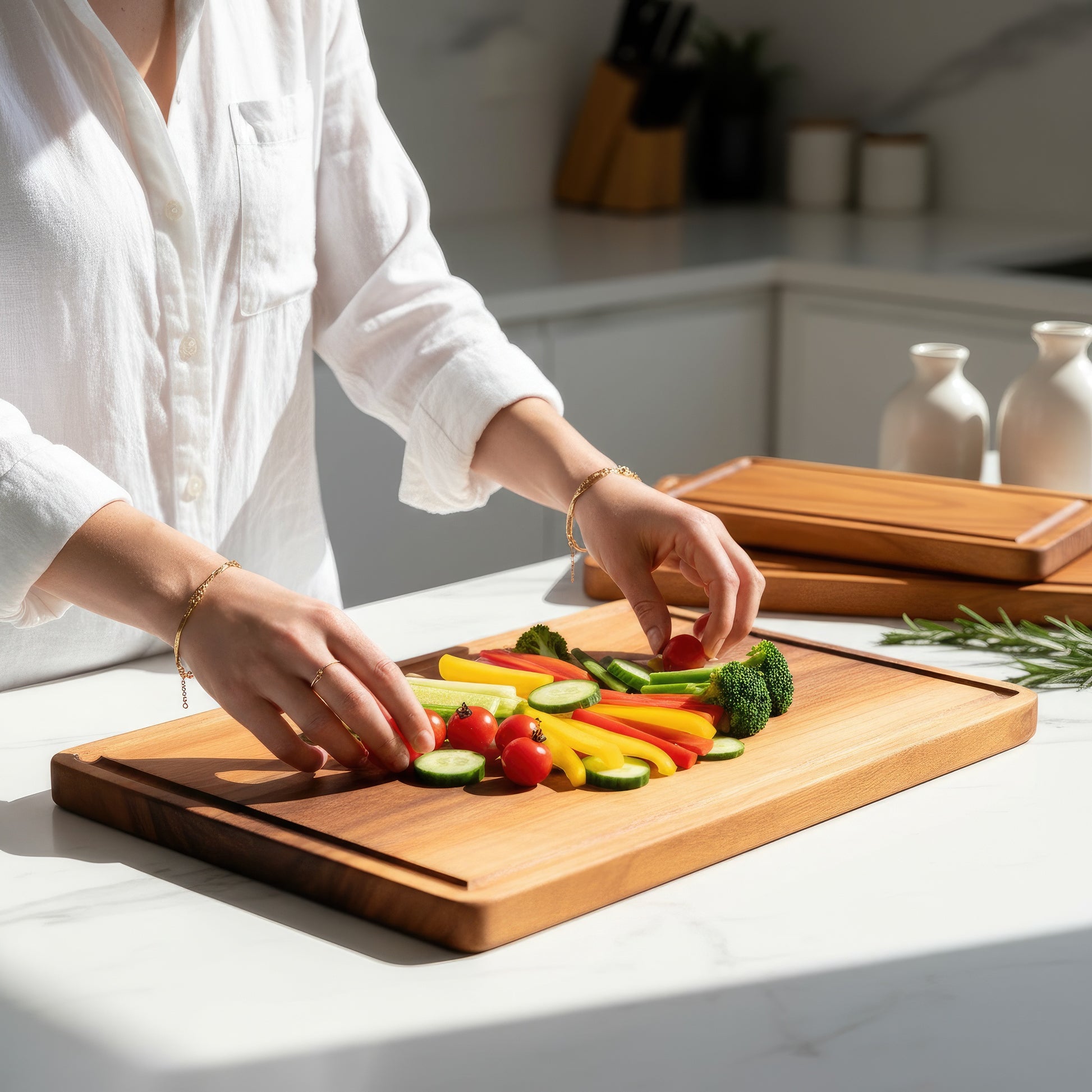 Walnut & Cherry wood cutting board and charcuterie platter set.