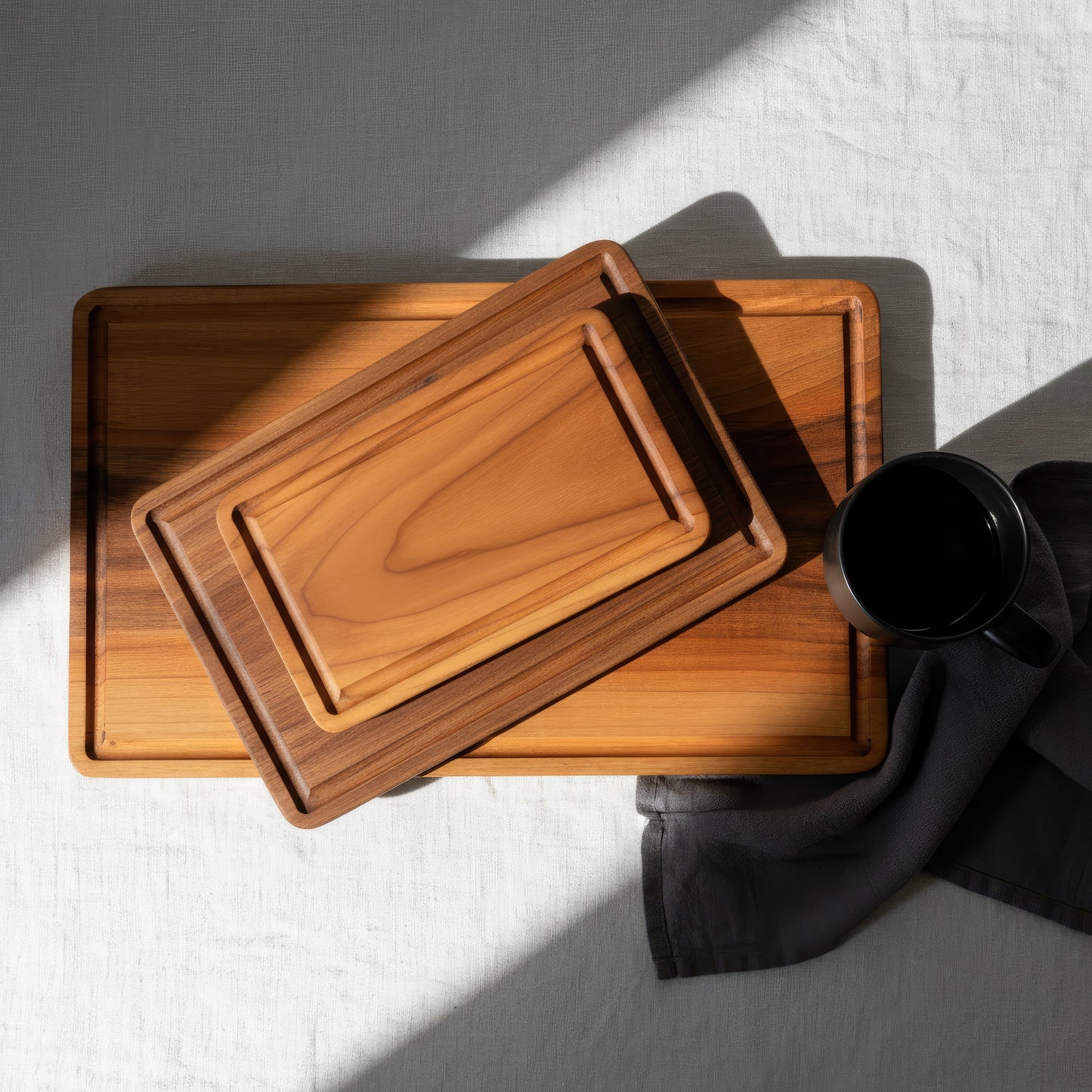 Walnut & Cherry wood cutting board and charcuterie platter set.