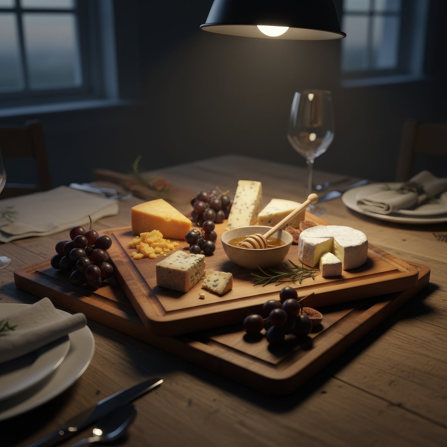 Walnut & Cherry wood cutting board and charcuterie platter set.