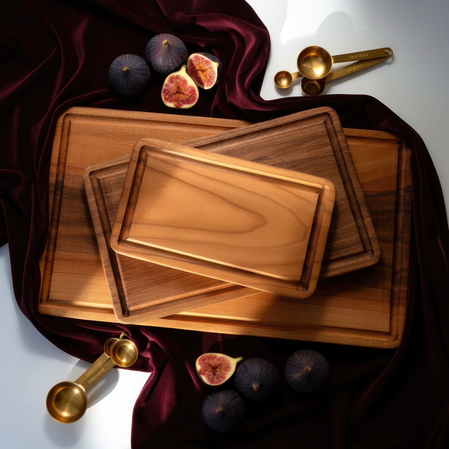 Walnut & Cherry wood cutting board and charcuterie platter set.