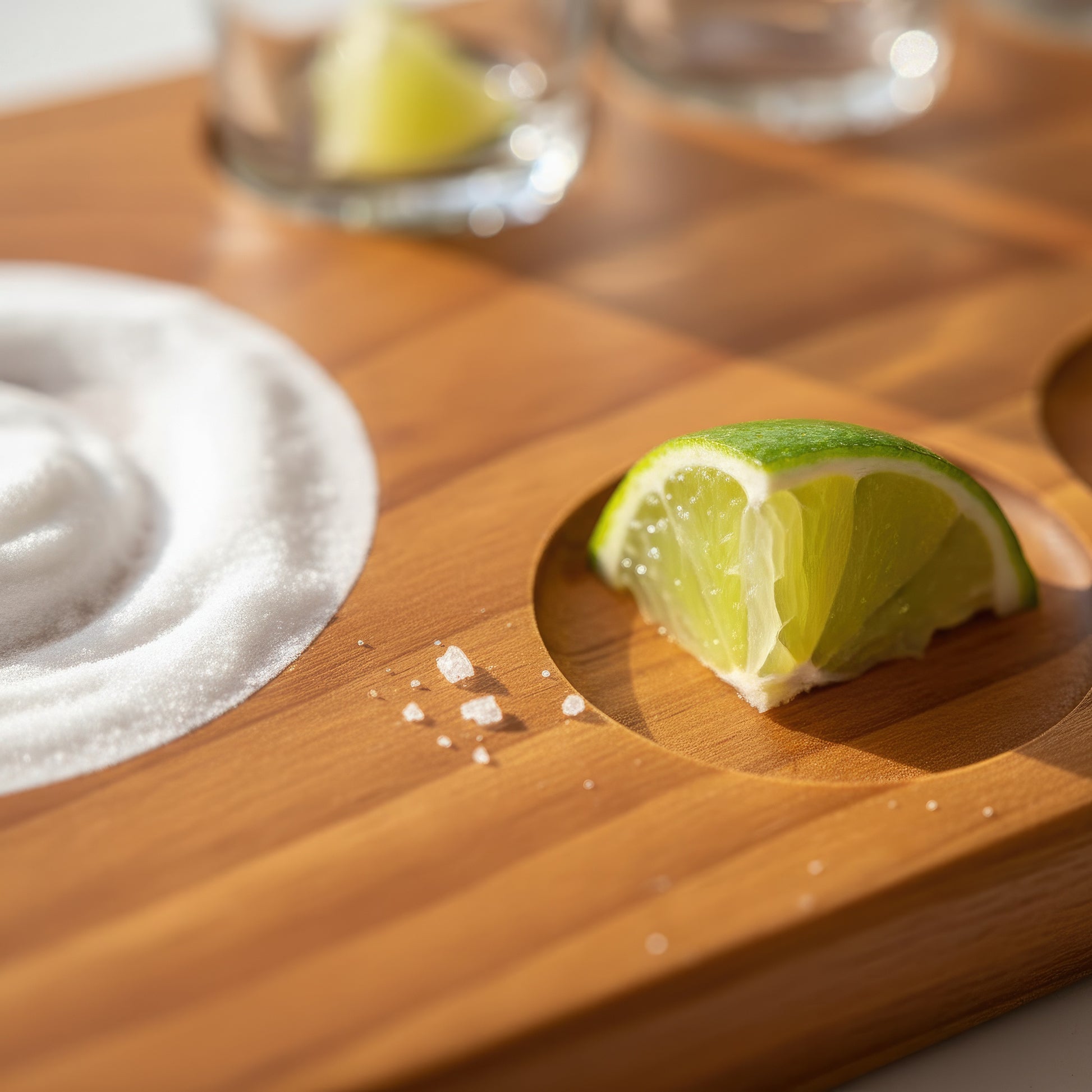 Solid wood tequila shot serving board 12 glasses large.